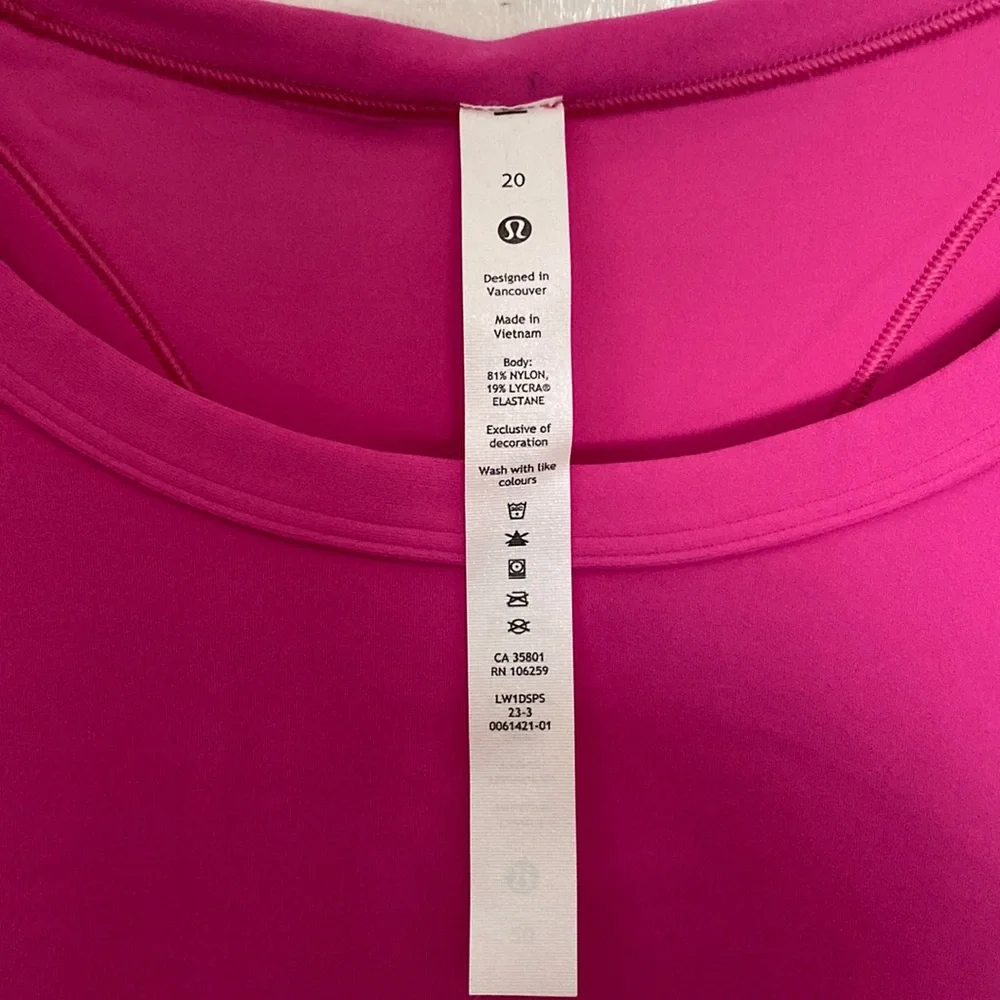 Lululemon Align Waist-Length Racerback, Sonic Pink, Size 20 - Picture 5 of 5